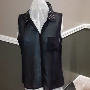 Ali & Kris sheer bling collared high low sleeveles